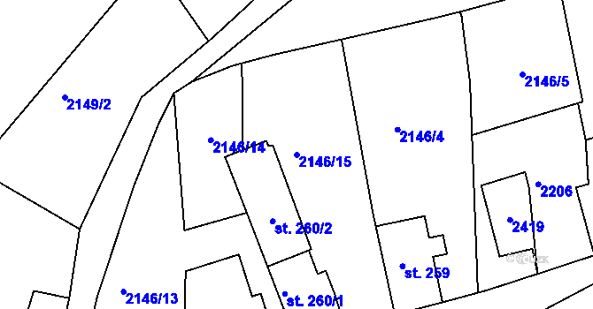 Parcela st. 2146/15 v KÚ Malý Šachov, Katastrální mapa