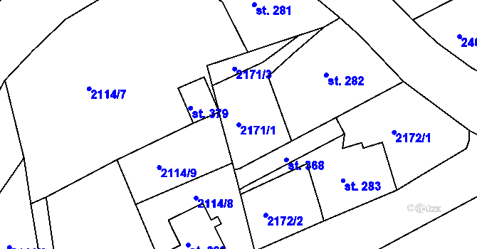 Parcela st. 2171/1 v KÚ Malý Šachov, Katastrální mapa
