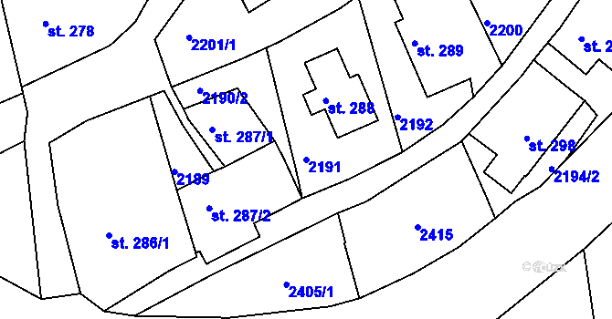 Parcela st. 2191 v KÚ Malý Šachov, Katastrální mapa