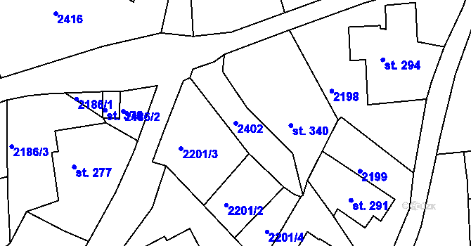 Parcela st. 2402 v KÚ Malý Šachov, Katastrální mapa