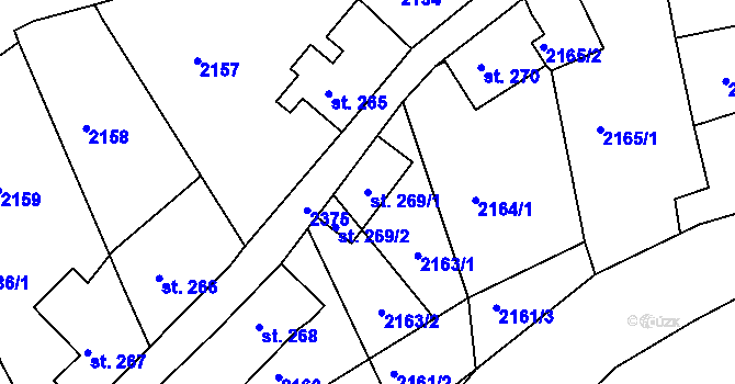 Parcela st. 269/1 v KÚ Malý Šachov, Katastrální mapa