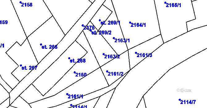 Parcela st. 2163/2 v KÚ Malý Šachov, Katastrální mapa