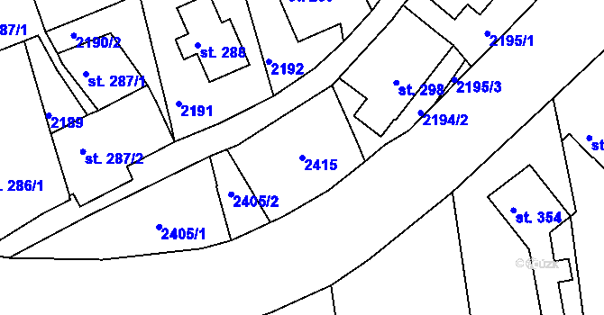 Parcela st. 2415 v KÚ Malý Šachov, Katastrální mapa