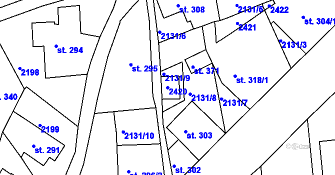 Parcela st. 2420 v KÚ Malý Šachov, Katastrální mapa