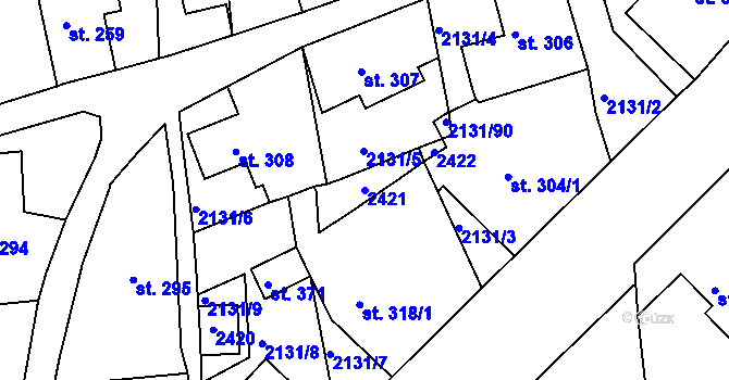 Parcela st. 2421 v KÚ Malý Šachov, Katastrální mapa