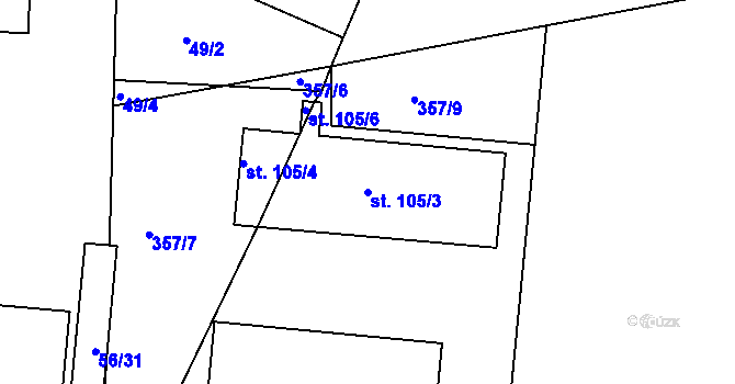 Parcela st. 105/3 v KÚ Starý Vestec, Katastrální mapa