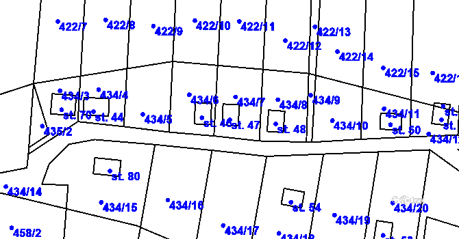 Parcela st. 47 v KÚ Kracovice, Katastrální mapa