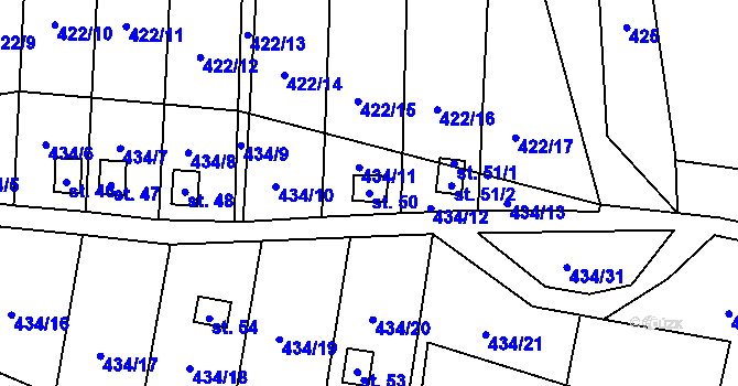 Parcela st. 50 v KÚ Kracovice, Katastrální mapa