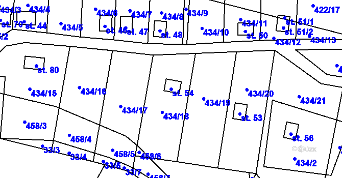 Parcela st. 54 v KÚ Kracovice, Katastrální mapa