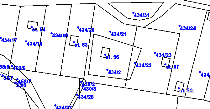 Parcela st. 56 v KÚ Kracovice, Katastrální mapa