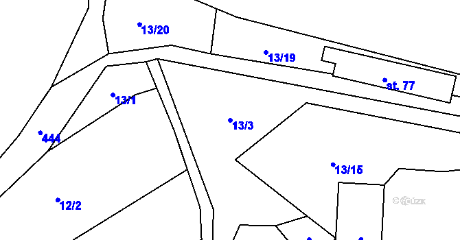 Parcela st. 13/3 v KÚ Kracovice, Katastrální mapa