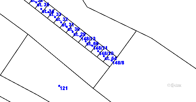Parcela st. 148/10 v KÚ Kracovice, Katastrální mapa