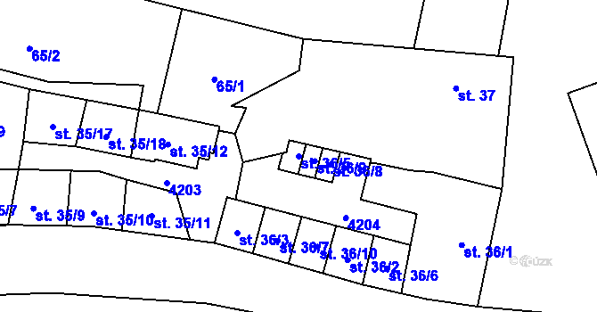 Parcela st. 36/5 v KÚ Stařeč, Katastrální mapa