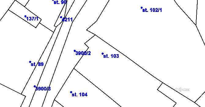 Parcela st. 103 v KÚ Stařeč, Katastrální mapa