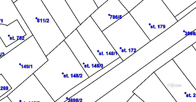 Parcela st. 148/1 v KÚ Stařeč, Katastrální mapa