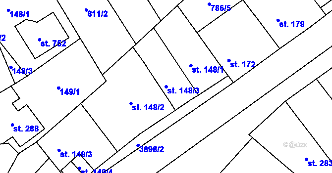 Parcela st. 148/3 v KÚ Stařeč, Katastrální mapa