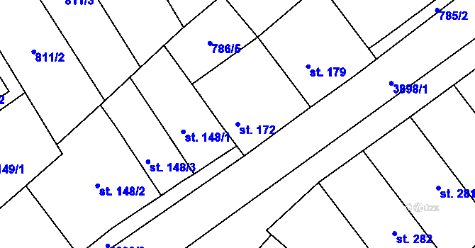 Parcela st. 172 v KÚ Stařeč, Katastrální mapa