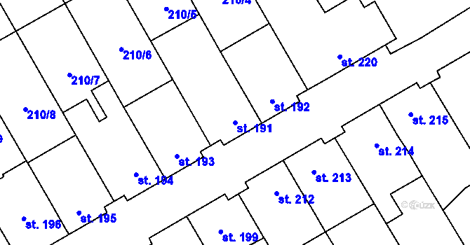 Parcela st. 191 v KÚ Stařeč, Katastrální mapa