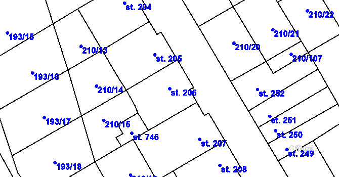 Parcela st. 206 v KÚ Stařeč, Katastrální mapa