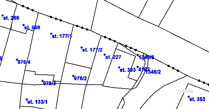 Parcela st. 227 v KÚ Stařeč, Katastrální mapa