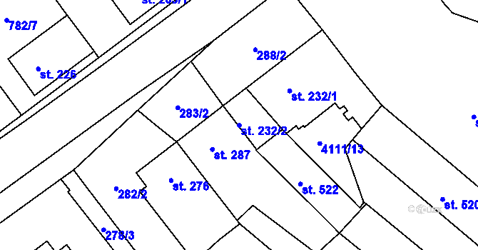Parcela st. 232/2 v KÚ Stařeč, Katastrální mapa