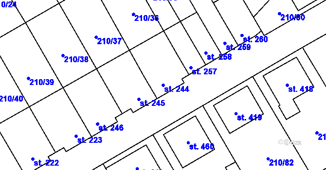 Parcela st. 244 v KÚ Stařeč, Katastrální mapa
