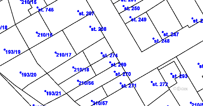 Parcela st. 274 v KÚ Stařeč, Katastrální mapa
