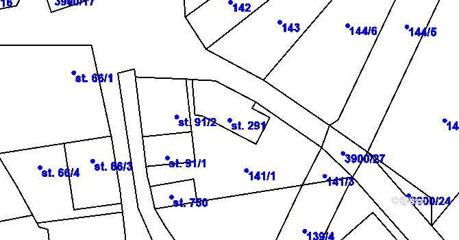 Parcela st. 291 v KÚ Stařeč, Katastrální mapa