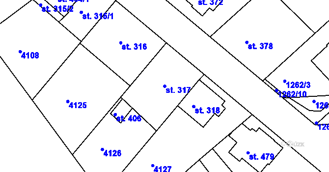 Parcela st. 317 v KÚ Stařeč, Katastrální mapa