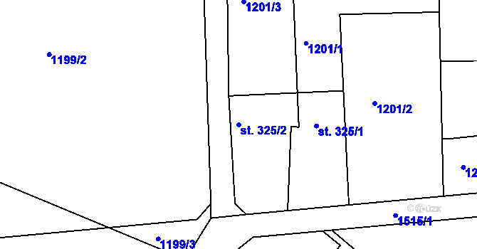 Parcela st. 325/2 v KÚ Stařeč, Katastrální mapa