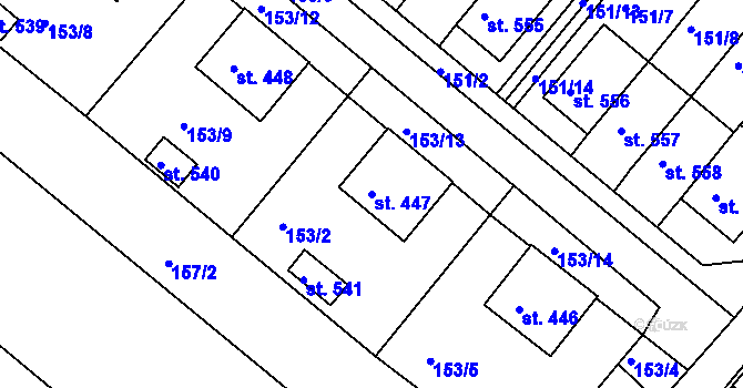 Parcela st. 447 v KÚ Stařeč, Katastrální mapa