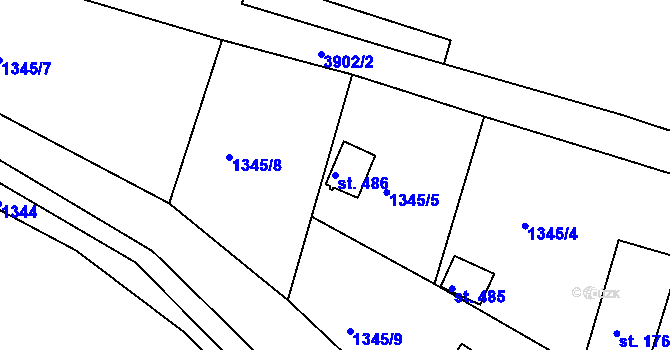 Parcela st. 486 v KÚ Stařeč, Katastrální mapa