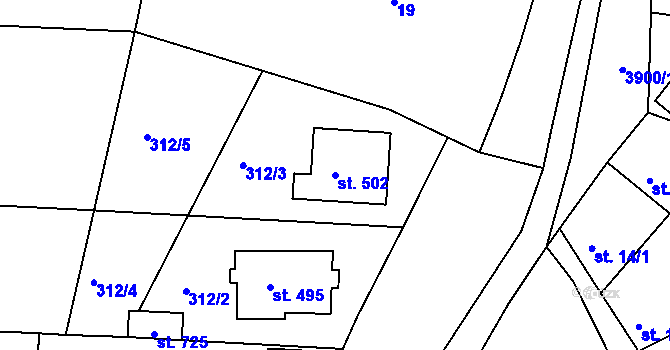 Parcela st. 502 v KÚ Stařeč, Katastrální mapa