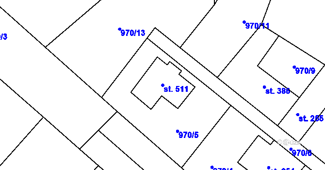 Parcela st. 511 v KÚ Stařeč, Katastrální mapa