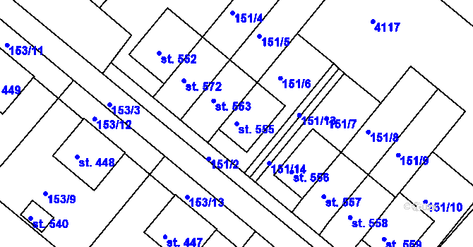 Parcela st. 555 v KÚ Stařeč, Katastrální mapa