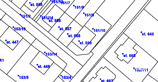 Parcela st. 559 v KÚ Stařeč, Katastrální mapa