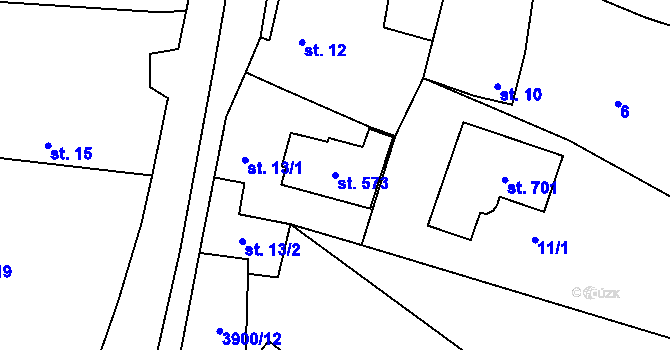 Parcela st. 573 v KÚ Stařeč, Katastrální mapa