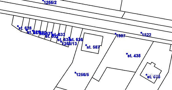Parcela st. 587 v KÚ Stařeč, Katastrální mapa