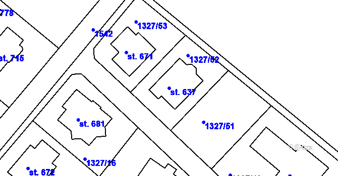 Parcela st. 637 v KÚ Stařeč, Katastrální mapa