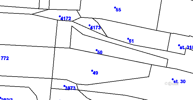 Parcela st. 50 v KÚ Stařeč, Katastrální mapa