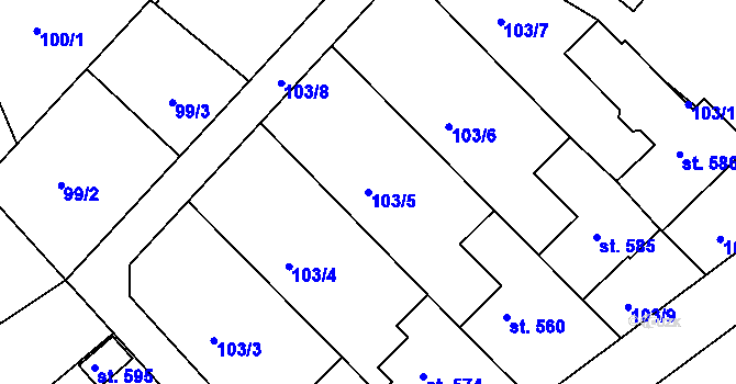 Parcela st. 103/5 v KÚ Stařeč, Katastrální mapa