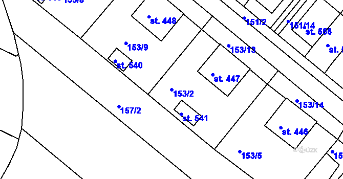 Parcela st. 153/2 v KÚ Stařeč, Katastrální mapa