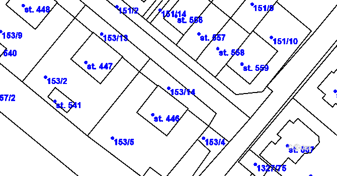 Parcela st. 153/14 v KÚ Stařeč, Katastrální mapa