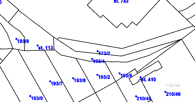 Parcela st. 173/2 v KÚ Stařeč, Katastrální mapa