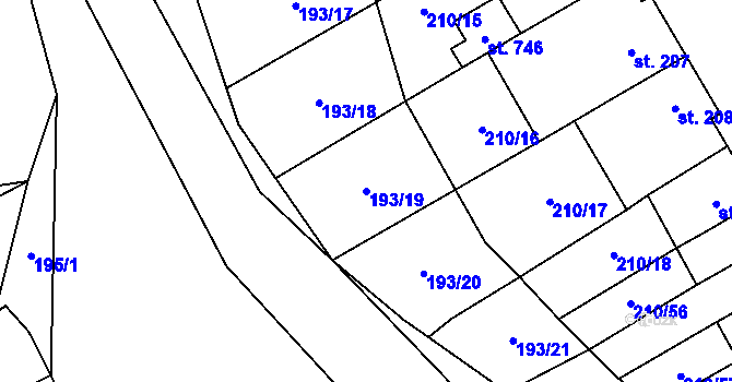 Parcela st. 193/19 v KÚ Stařeč, Katastrální mapa