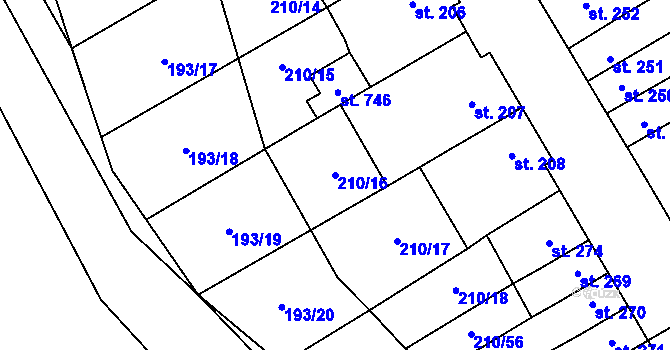 Parcela st. 210/16 v KÚ Stařeč, Katastrální mapa