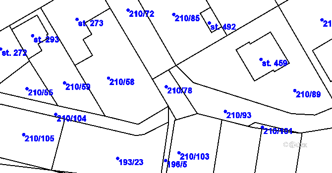 Parcela st. 210/78 v KÚ Stařeč, Katastrální mapa