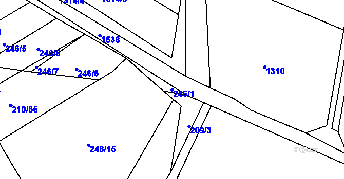 Parcela st. 246/1 v KÚ Stařeč, Katastrální mapa
