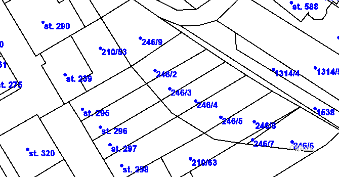 Parcela st. 246/3 v KÚ Stařeč, Katastrální mapa