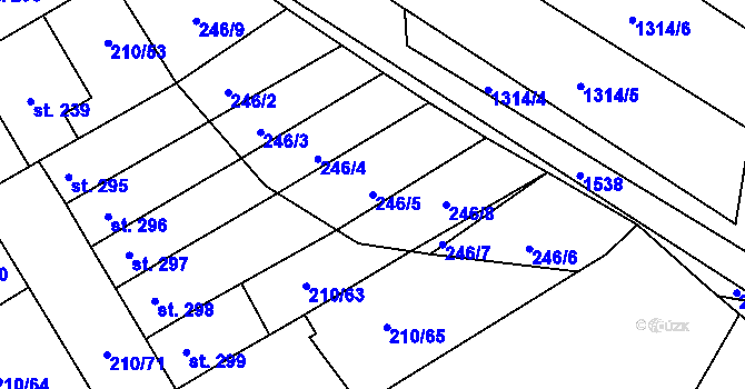 Parcela st. 246/5 v KÚ Stařeč, Katastrální mapa